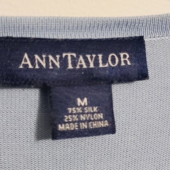 Ann Taylor | Women's Sky Blue Silk Blend Cardigan Sweater (Size Medium) - Picture 2 of 12